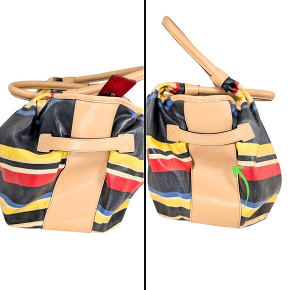 Kate Spade Stevie Westchester Multicolor Stripe Coated Canvas Large Satchel - Picture 4 of 10